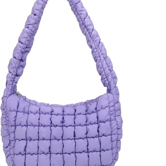 Nylon Puffy Tote Bag for Women Small Lightweight Quilted Shoulder Handbag - Picture 1 of 6